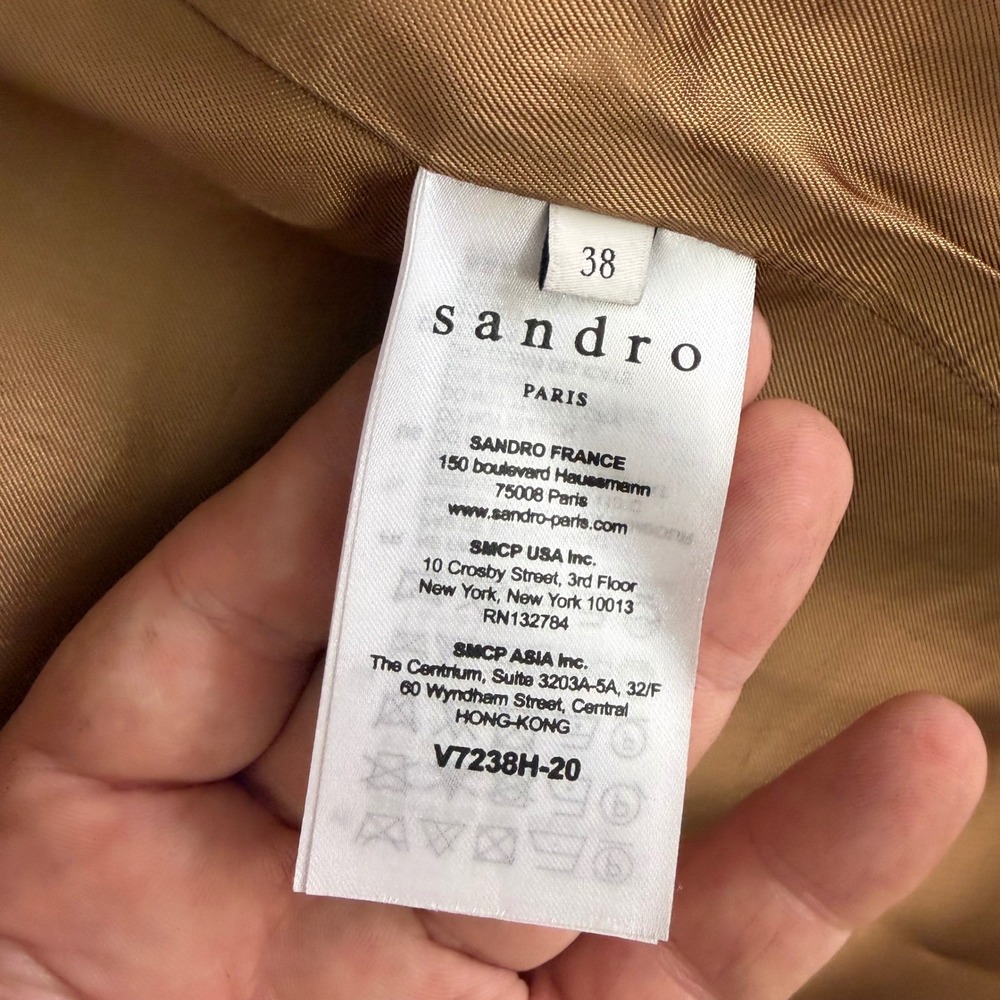 Sandro Paris Pinstripe Blazer Women 38/6 Navy Gold Single Button V7238H - Picture 8 of 13